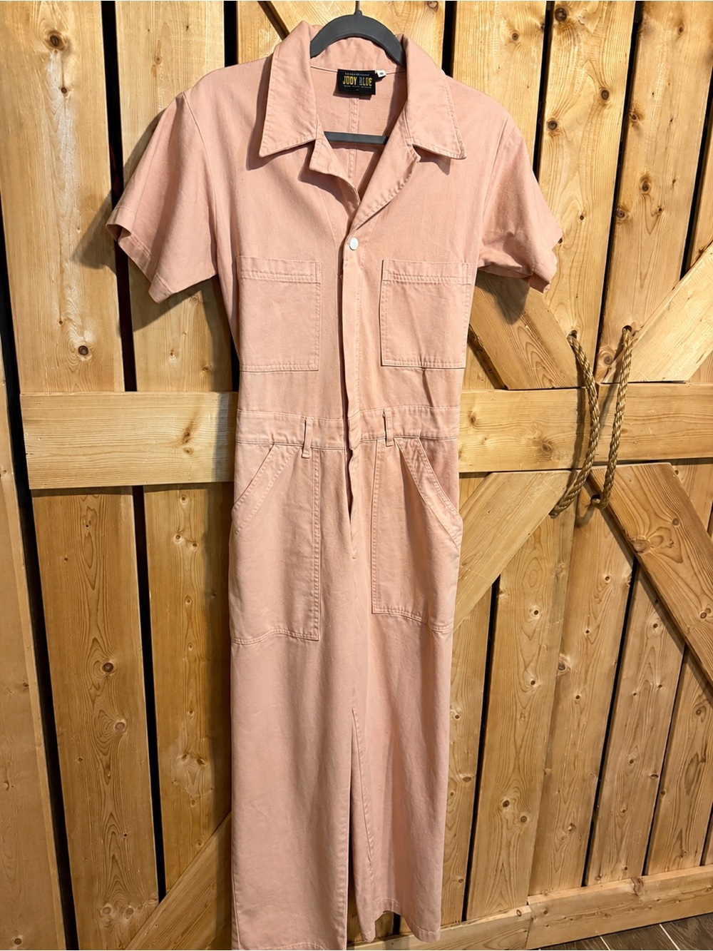 Dusty Rose Big Bud Press Black Short Sleeve Utility Jumpsuit